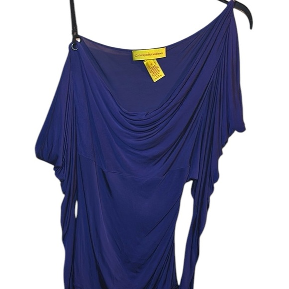 Catharine maladrino Blue Draped long sleeve Top M - Picture 1 of 8